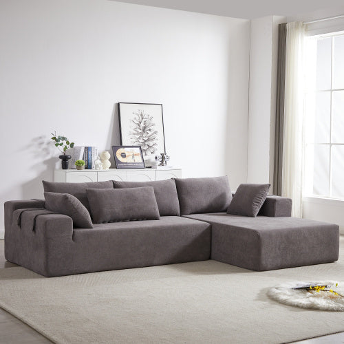 Modern Chenille Upholstered Sectional Sofa Couch Set,Modular 108 L Shaped Sectional Living Room Sofa Set With 6 Pillows,Free Combination Sofa Couch For Living Room,Bedroom
