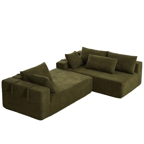 Modern Chenille Upholstered Sectional Sofa Couch Set,Modular 108 L Shaped Sectional Living Room Sofa Set With 6 Pillows,Free Combination Sofa Couch For Living Room,Bedroom