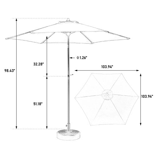 9FT Outdoor Patio Umbrella Outdoor Table Umbrella With Push Button Tilt And Crank, Market Umbrella 6 Sturdy Ribs , Deck, Backyard, Pool Base Not Included