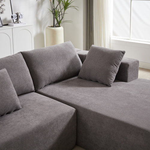 Modern Chenille Upholstered Sectional Sofa Couch Set,Modular 108 L Shaped Sectional Living Room Sofa Set With 6 Pillows,Free Combination Sofa Couch For Living Room,Bedroom
