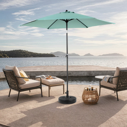 9FT Outdoor Patio Umbrella Outdoor Table Umbrella With Push Button Tilt And Crank, Market Umbrella 6 Sturdy Ribs , Deck, Backyard, Pool Base Not Included