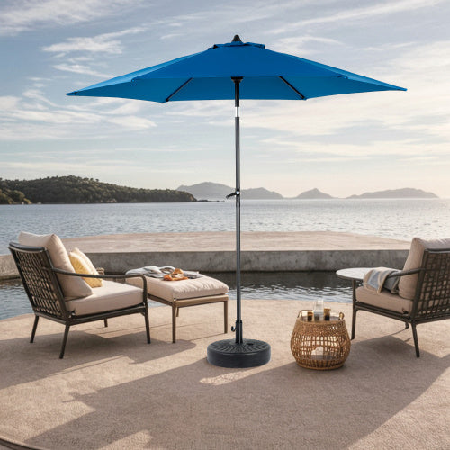 9FT Outdoor Patio Umbrella Outdoor Table Umbrella With Push Button Tilt And Crank, Market Umbrella 6 Sturdy Ribs , Deck, Backyard, Pool Base Not Included