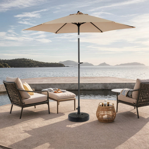9FT Outdoor Patio Umbrella Outdoor Table Umbrella With Push Button Tilt And Crank, Market Umbrella 6 Sturdy Ribs , Deck, Backyard, Pool Base Not Included