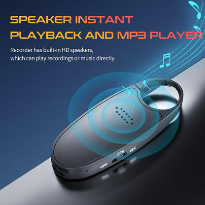 Digital Voice Activated Recorder With Playback, 4-in-1 Mini Magnetic Keychain Audio Recorder With AI Noise Cancelling, Small Voice Device For Lectures, Meetings