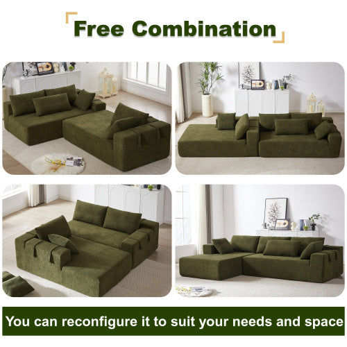 Modern Chenille Upholstered Sectional Sofa Couch Set,Modular 108 L Shaped Sectional Living Room Sofa Set With 6 Pillows,Free Combination Sofa Couch For Living Room,Bedroom