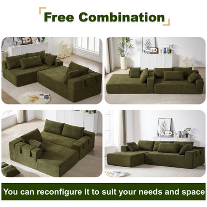 Modern Chenille Upholstered Sectional Sofa Couch Set,Modular 108 L Shaped Sectional Living Room Sofa Set With 6 Pillows,Free Combination Sofa Couch For Living Room,Bedroom