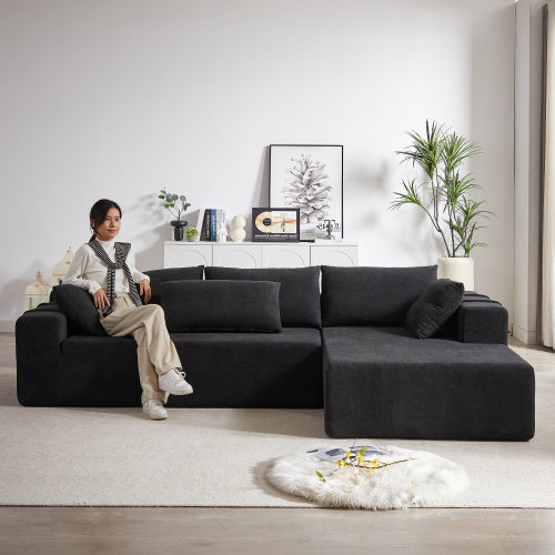 Modern Chenille Upholstered Sectional Sofa Couch Set,Modular 108 L Shaped Sectional Living Room Sofa Set With 6 Pillows,Free Combination Sofa Couch For Living Room,Bedroom