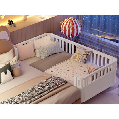 Twin Size Wood Platform Bed For Kids, Wood Low Profile Twin Bed With Rails For Girls And Boys, White Patented Design