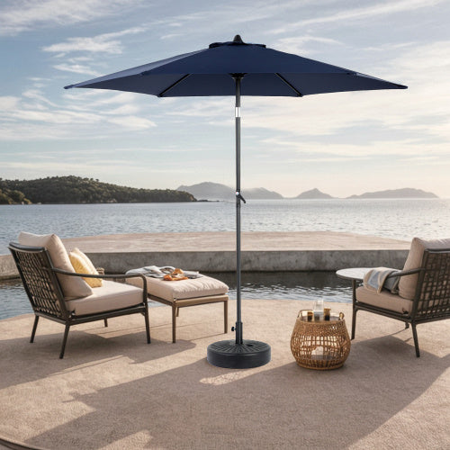 9FT Outdoor Patio Umbrella Outdoor Table Umbrella With Push Button Tilt And Crank, Market Umbrella 6 Sturdy Ribs , Deck, Backyard, Pool Base Not Included