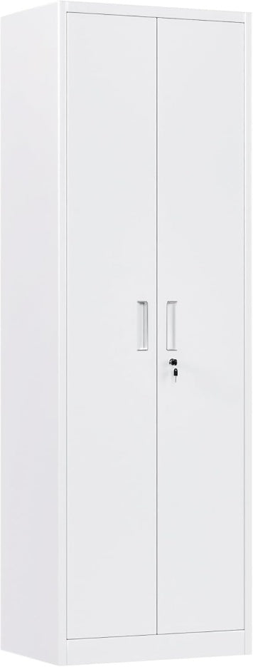 SUPEER Filing Cabinet, Metal Cabinet With 4 Height-Adjustable Shelves, Sheet Steel Powder Coating, Steel Cabinet For Tools, Garage, H 180 Cm X W 60 Cm X D 40 Cm White