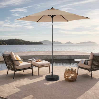 9FT Outdoor Patio Umbrella Outdoor Table Umbrella With Push Button Tilt And Crank, Market Umbrella 6 Sturdy Ribs , Deck, Backyard, Pool Base Not Included