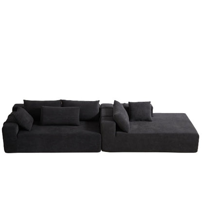 Modern Chenille Upholstered Sectional Sofa Couch Set,Modular 108 L Shaped Sectional Living Room Sofa Set With 6 Pillows,Free Combination Sofa Couch For Living Room,Bedroom
